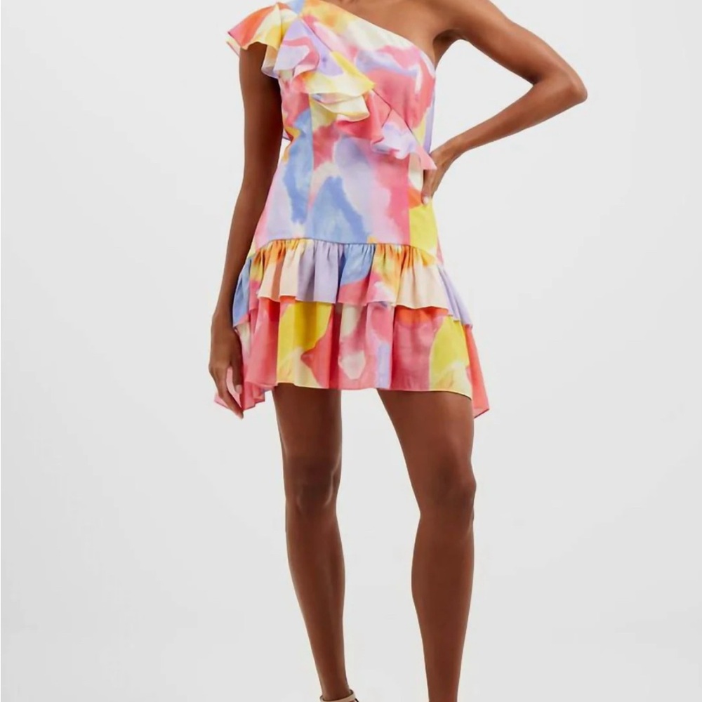 NWT French Connection One-Shoulder Ruffle Dress